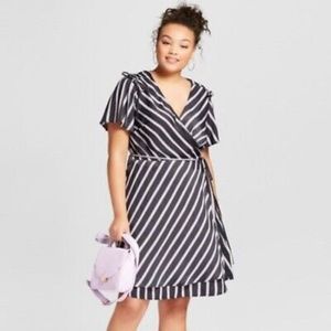 A New Day Striped Satin Wrap Dress NWT Size XL